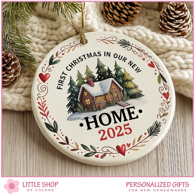 First Christmas New Home Customizable Photo Keramik Ornament (Von Creator hochgeladen)