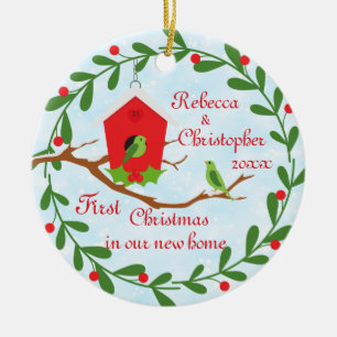 First Christmas New Zuhause Birdhouse Keramik Ornament