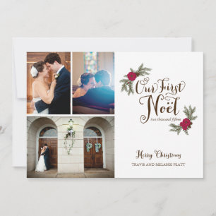First Christmas Newlyweds Holiday Multi Foto Card Feiertagskarte