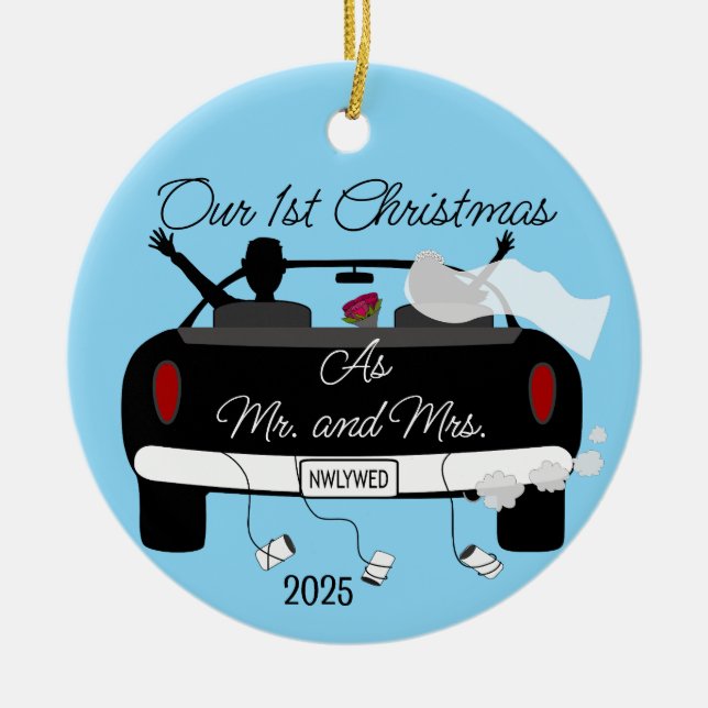 First Christmas Newlyweds Keramik Ornament (Vorne)