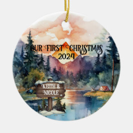 First Christmas Outdoorsy Couple neu Keramik Ornament