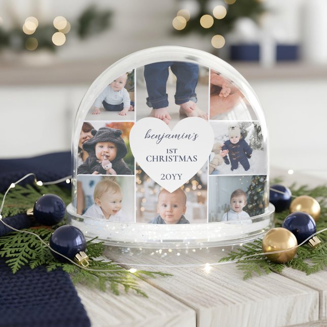 First Christmas Photo Gallery Birth Stats Keepsake Schneekugeln (First Christmas Photo Gallery Birth Stats Keepsake Snow Globe)