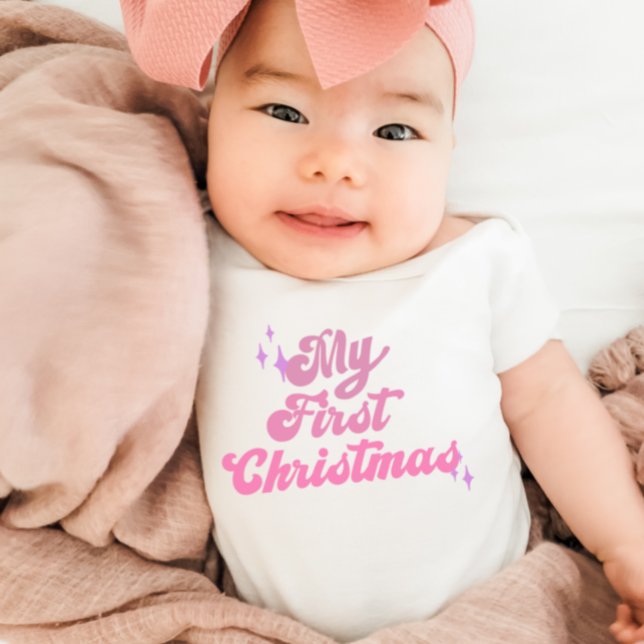 First Christmas Pink Girls Baby Strampler (Von Creator hochgeladen)