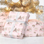 First Christmas Pink Vintag Snowman Girl Name Geschenkpapier<br><div class="desc">Niedliche Weihnachtsverpackung mit einem niedlichen Vintagen Schneemann,  Nummer eins und Weihnachtsbaum mit Geschenken,  alles in Rosa für ein kleines Mädchen. Personalisieren Sie den Text einfach. Bitte besuchen Sie den Laden für die komplette Produktreihe,  die verfügbar ist - Kate Eden Art</div>