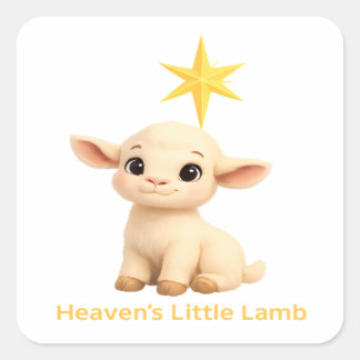 First Christmas Religious Heavens Little Lamb with Quadratischer Aufkleber
