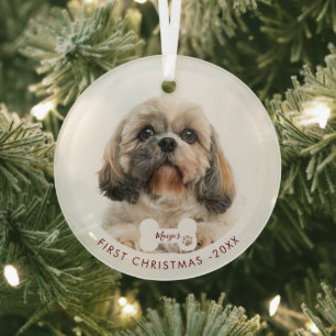 First Christmas Shih Tzu Dog Foto Ornament Aus Glas