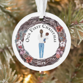 First Christmas Single Mutter Baby DIY FOTO Ornament