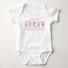 First Christmas Süße Tier Letters Girl Baby Strampler