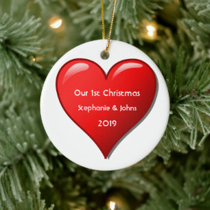 First Christmas Together Cute Red Heart 2019 Cool Keramik Ornament