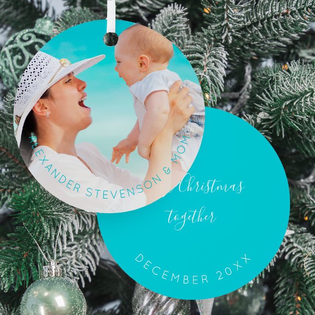 First Christmas together mom new baby custom, Foto Ornament Aus Metall (Von Creator hochgeladen)