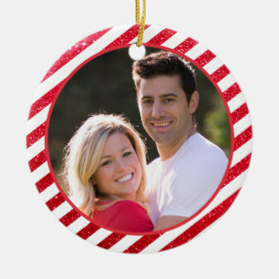 First Christmas Together Red White Foto Couple Keramik Ornament