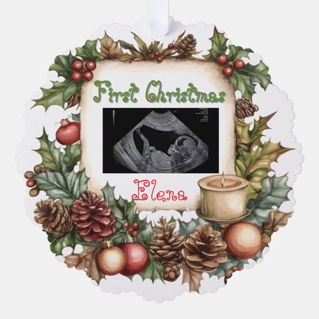 First Christmas Ultrasound Photo Keepsake Ornament (Vorderseite)