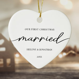 First Christmas Verheiratet Couple Minimal Elegant Keramik Ornament