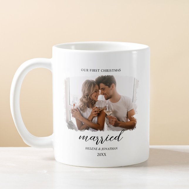 First Christmas Verheiratet Elegante Foto New York Kaffeetasse (First Christmas Married Elegant Photo Newlyweds Coffee Mug)