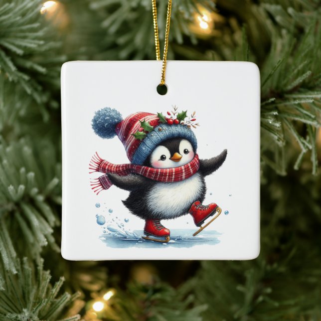 First Christmas Whimsical Niedlich Pinguin individ Keramikornament (Baum)