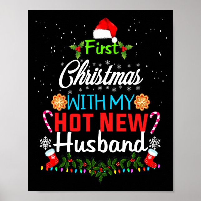 First Christmas With My Hot New Husband Funny Xmas Poster (Vorne)