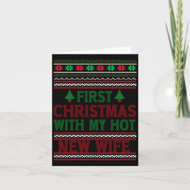 First Christmas With My Hot New Wife Funny Xmas Hu Karte (Vorderseite)