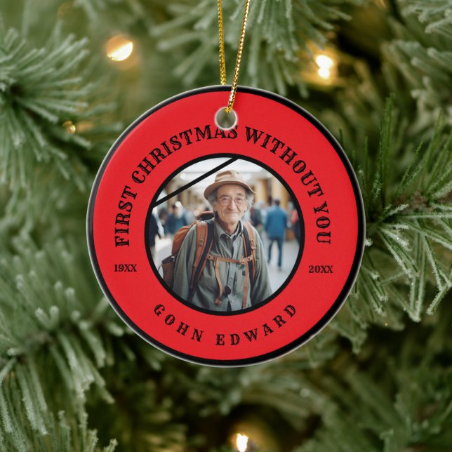 First Christmas Without You Memorial Photo Art Keramik Ornament (Baum)