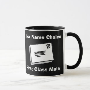 First Class Male with Personalised Name Tasse