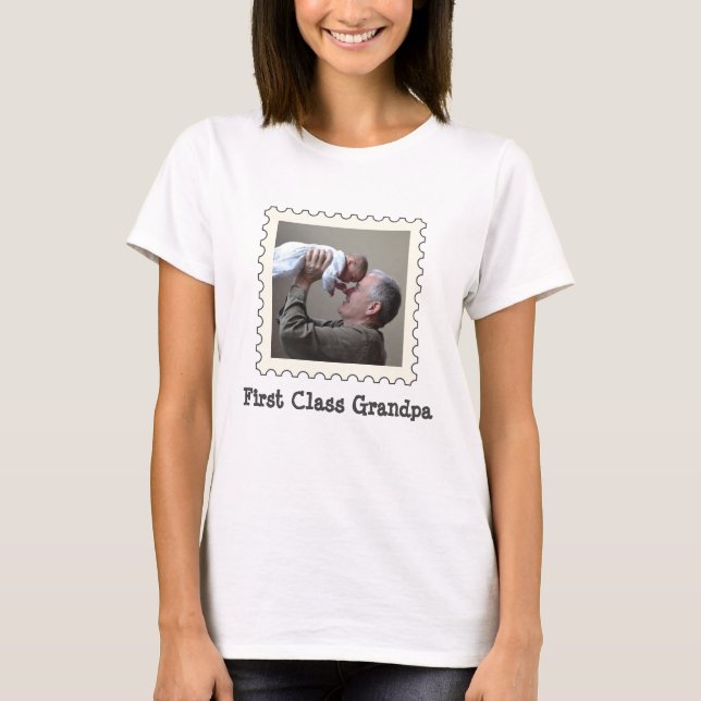 First Class Opa Bestes Foto Papa T-Shirt (Vorderseite)