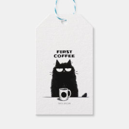 First Coffee Then Meow – Funny Cat Coffee Lover Geschenkanhänger