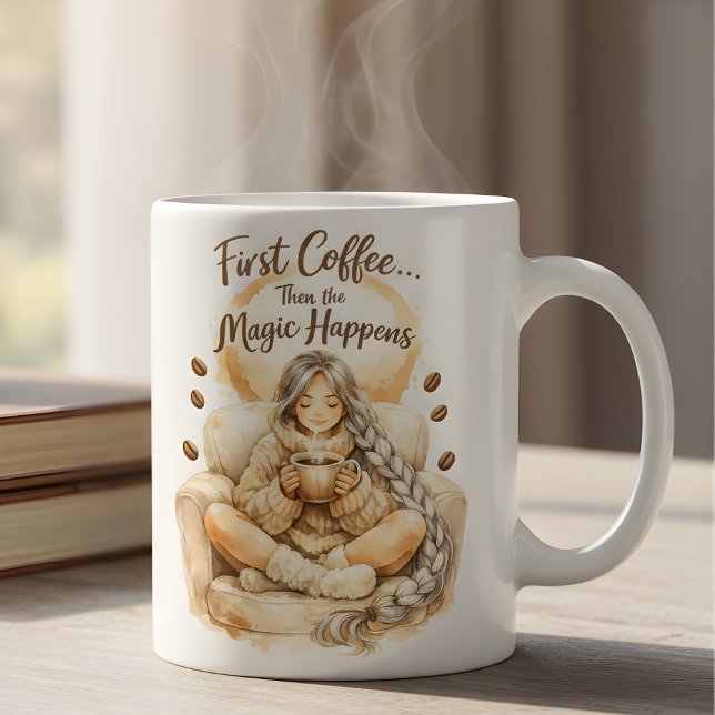 First Coffee Then The Magic Happens Cozy Girl Mug Kaffeetasse (Von Creator hochgeladen)