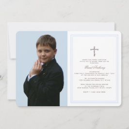 First Communion Baby Blue mit Foto Einladung
