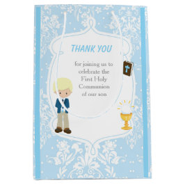 First Communion Blonde Hair Boy Danke Mittlere Geschenktüte