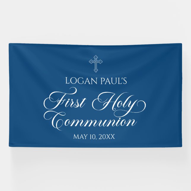 First Communion Blue banner backdrop  (Horizontal)