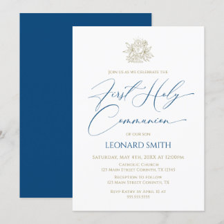 First Communion blue Invitation Einladung