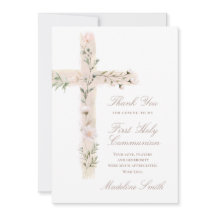 First Communion floral cross thank you