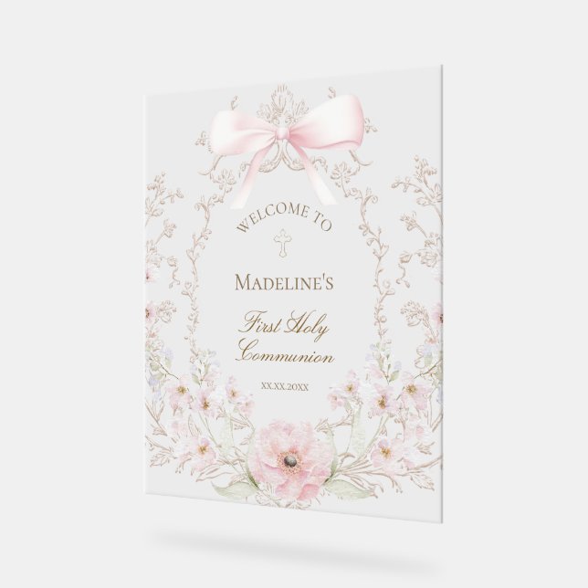 First Communion girl welcome Acrylschild (Winkel)