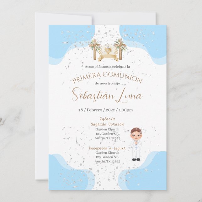 First Communion Invitation Boy Einladung (Vorderseite)