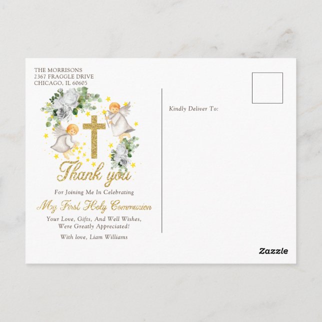 First CommunityAngels Glitzer Vielen Dank Postkarte (Rückseite)