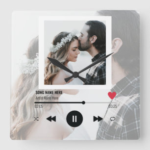 First Dance Song Wedding Anniversary Personalized  Quadratische Wanduhr
