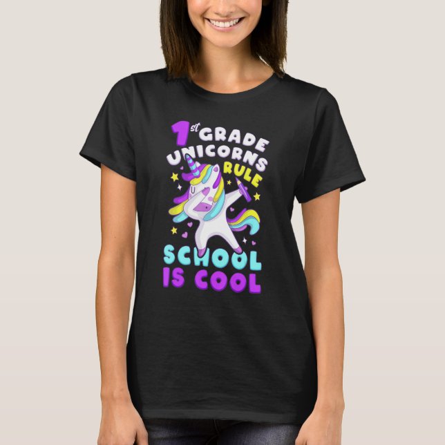 First Day of 1st Grade, Back To School, Girl, Unic T-Shirt (Vorderseite)