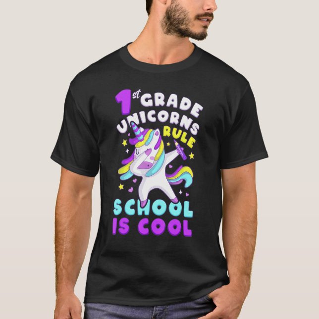 First Day of 1st Grade, Back To School, Girl, Unic T-Shirt (Vorderseite)