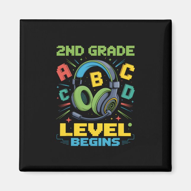 First Day Of 2nd Grade Level Begins Shirt Gamer Bo Magnet (Vorne)