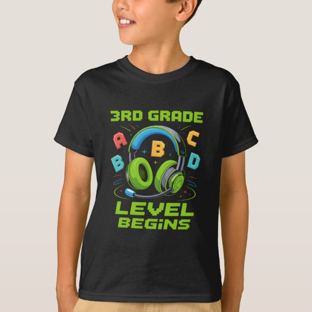First Day Of 3rd Grade Level Begins Shirt Gamer Bo (Vorderseite)
