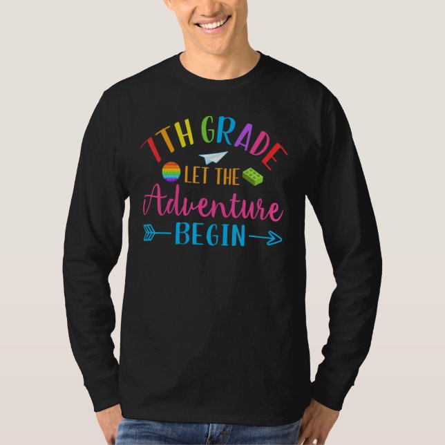 First Day Of 7th Grade Let The Adventure Begin Bac T-Shirt (Vorderseite)