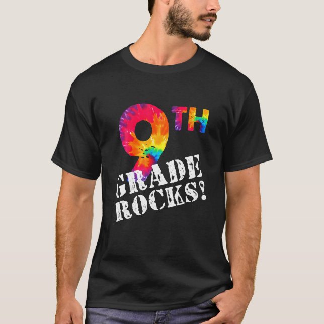 First Day of 9Th Grad Rocks Tie Dye Student Back T-Shirt (Vorderseite)