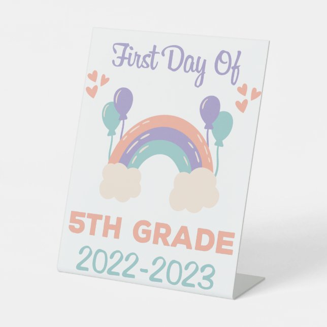First Day Of Fifth Grade 2022 - 2023 Sign Sockelschild (Vorderseite)