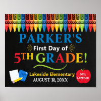 First Day of Fifth Grade School Sign - 5th grade