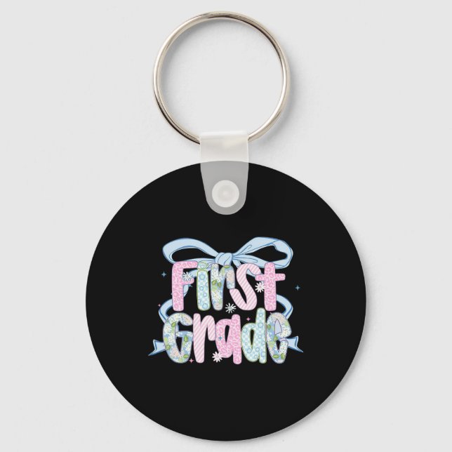 First Day Of First Grade Floral Bundle For Teacher Schlüsselanhänger (Vorderseite)