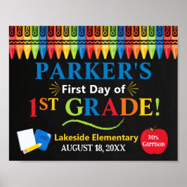 First Day of First Grade School Sign - 1st grade Poster
