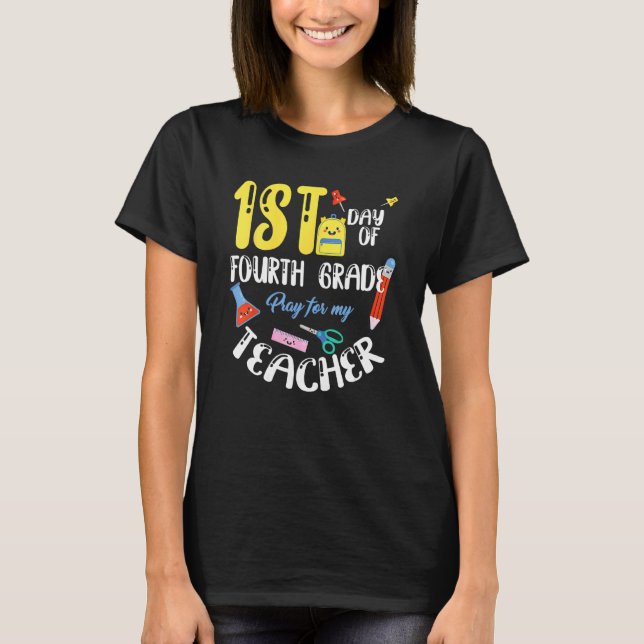 First Day Of Fourth 4th Grade Student Back To Scho T-Shirt (Vorderseite)