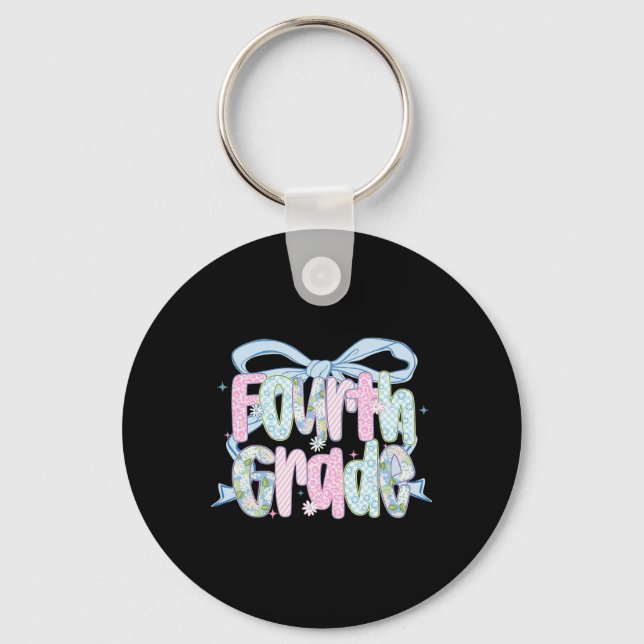 First Day Of Fourth Grade Floral Bundle For Teache Schlüsselanhänger (Vorderseite)