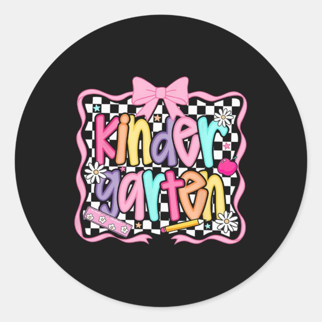 First Day Of Kindergarten Floral Bundle For Teache Runder Aufkleber (Vorderseite)