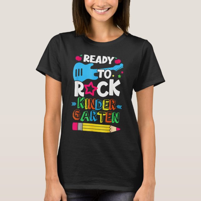 First Day Of Kindergarten Ready To Rock Kindergart T-Shirt (Vorderseite)