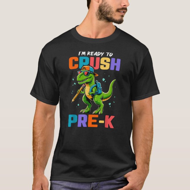 First Day Of Pre-K Shirt Boys Kids Dinosaur Back T (Vorderseite)